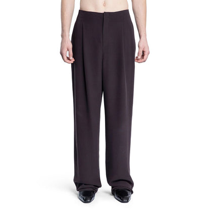 Pantalon de ville en soie marron Saint Laurent