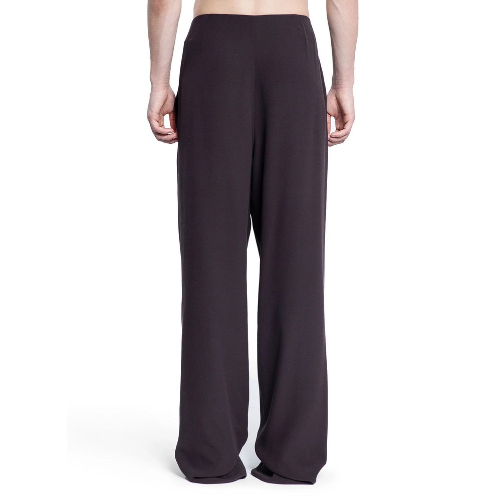 Pantalon de ville en soie marron Saint Laurent