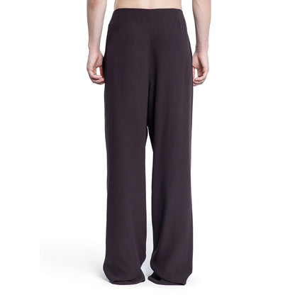 Pantalon de ville en soie marron Saint Laurent