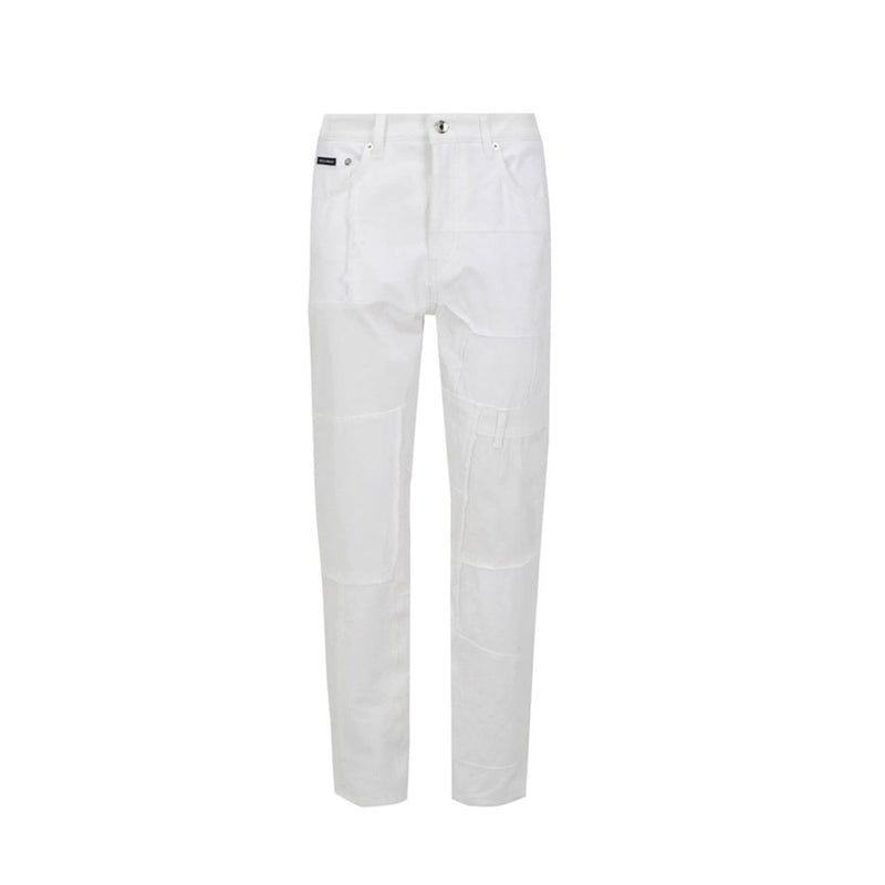 Dolce & Gabbana White Cotton Straight-Leg Jeans for Women