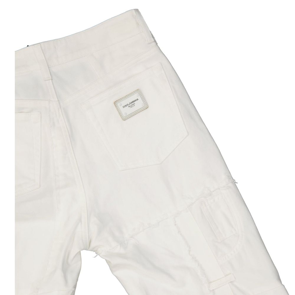 Dolce & Gabbana White Cotton Straight-Leg Jeans for Women