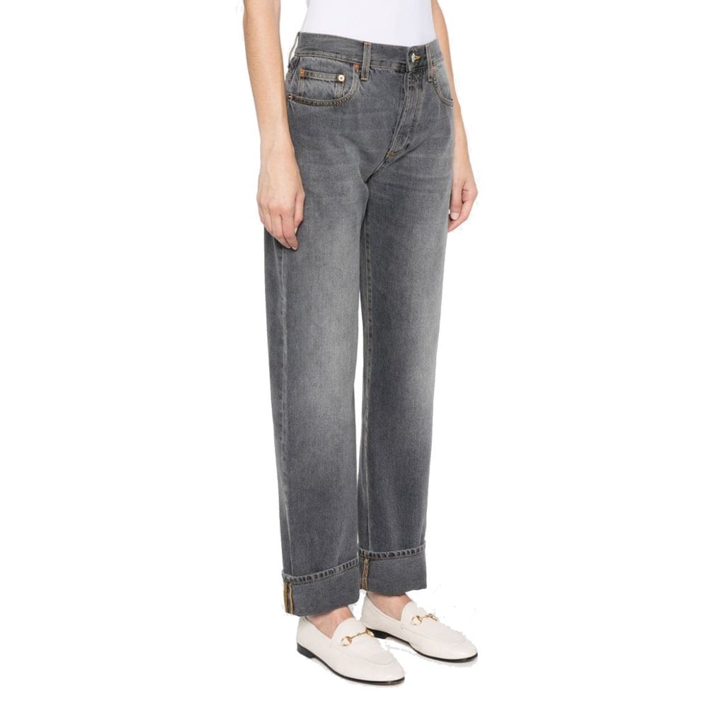 Gucci Gray Cotton Relaxed Fit Jeans for Women