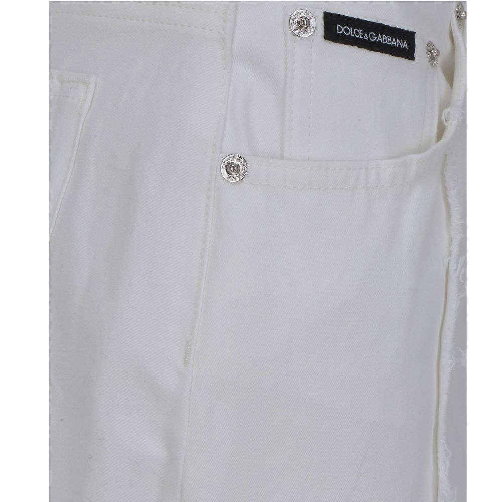 Dolce & Gabbana White Cotton Straight-Leg Jeans for Women