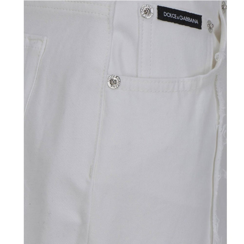 Dolce & Gabbana White Cotton Straight-Leg Jeans for Women