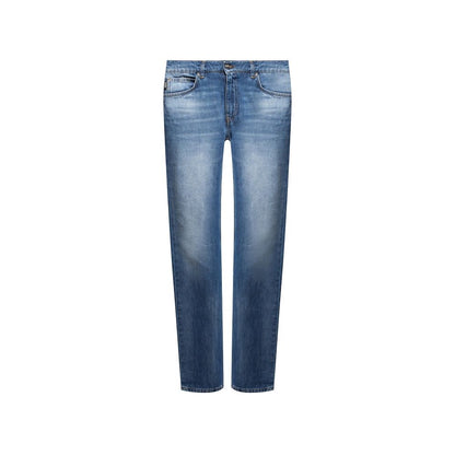 Jean droit bleu en coton Versace