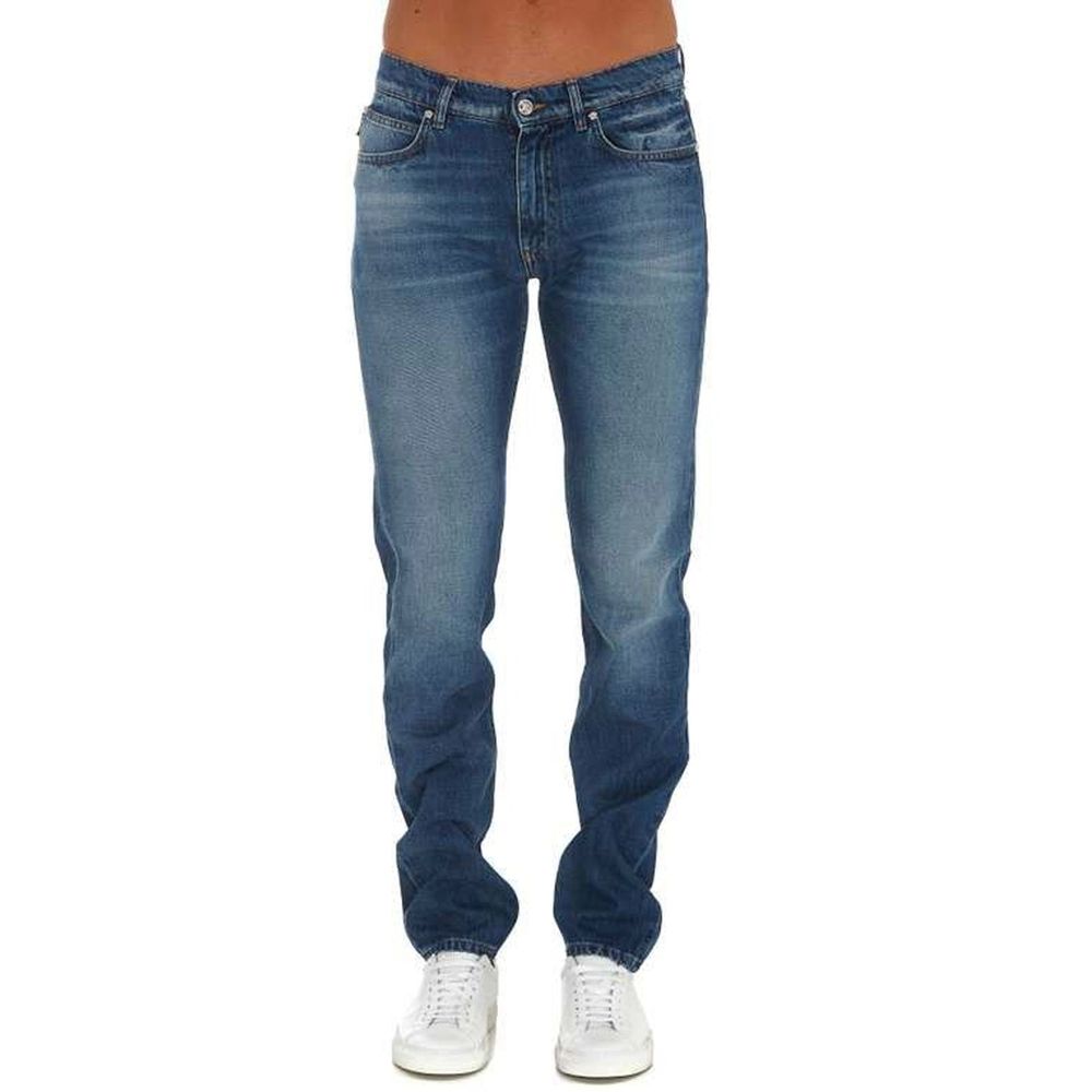 Jean droit bleu en coton Versace