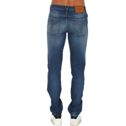 Jean droit bleu en coton Versace