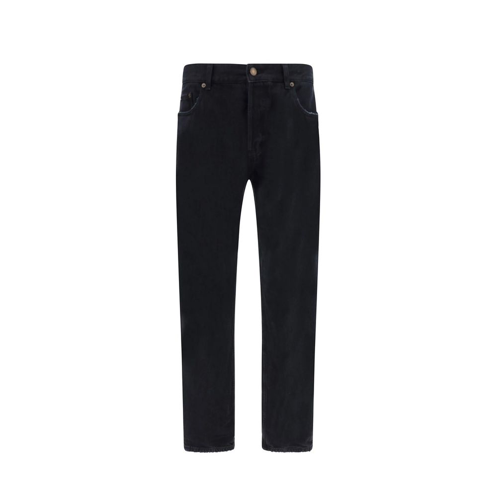 Jean Saint Laurent en coton noir coupe décontractée