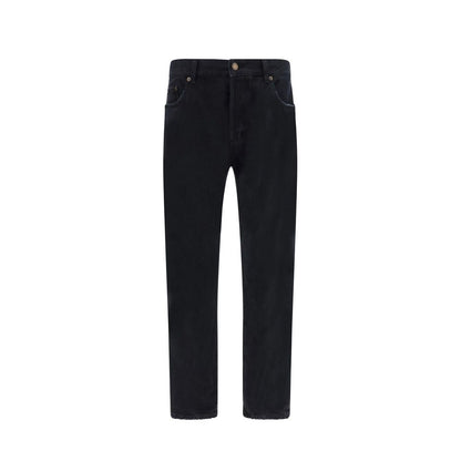 Jean Saint Laurent en coton noir coupe décontractée