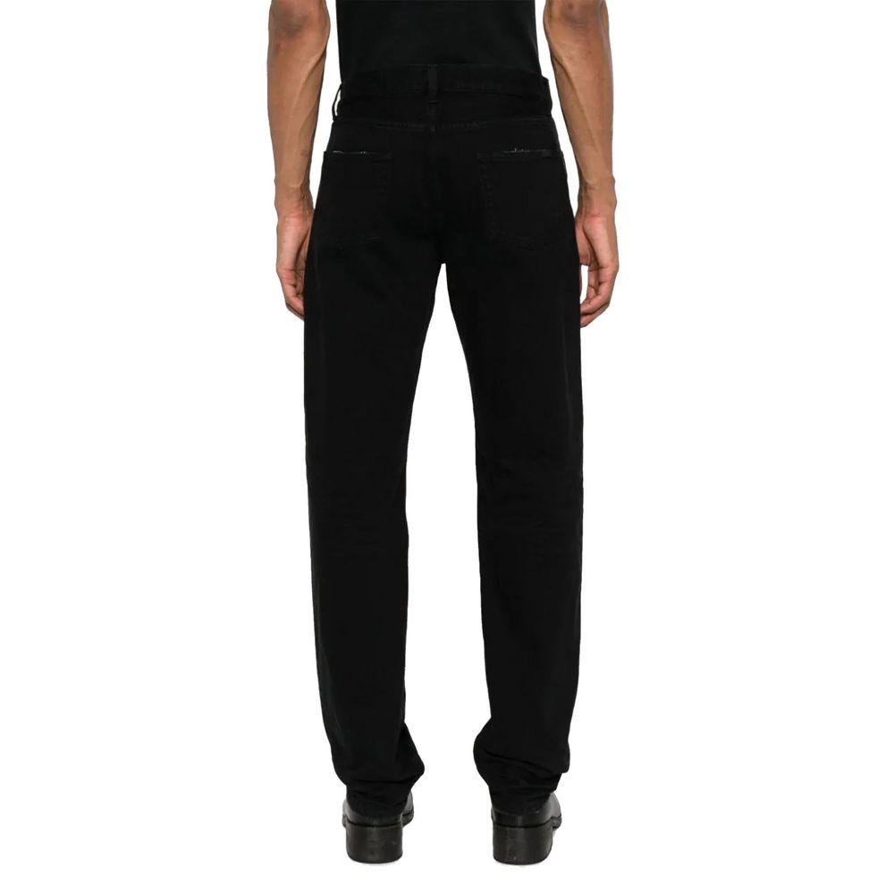 Jean Saint Laurent en coton noir coupe décontractée