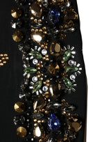 Dolce & Gabbana Black Sleeveless Dress with Floral Bead Embellishments