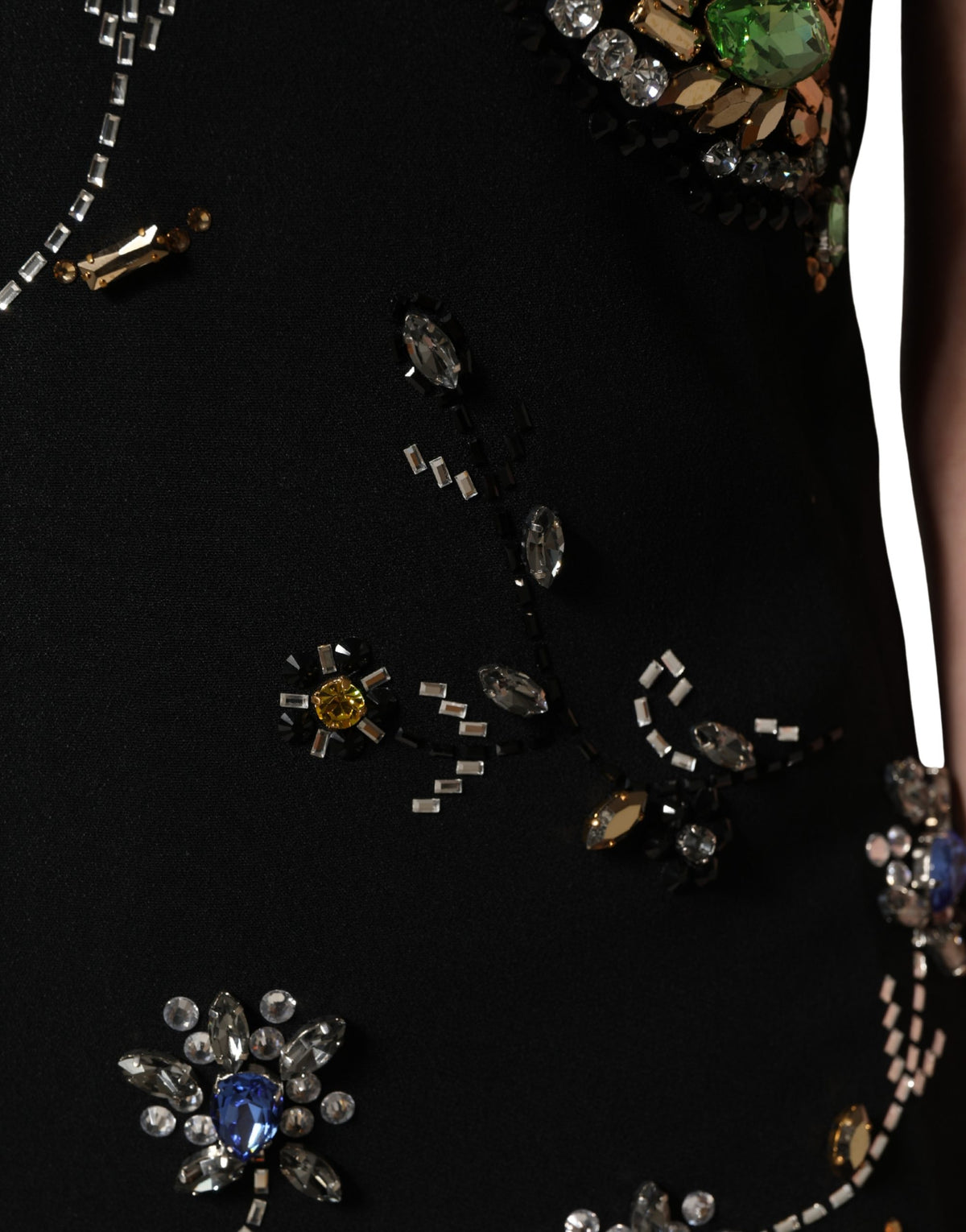 Dolce & Gabbana Black Sleeveless Dress with Floral Bead Embellishments