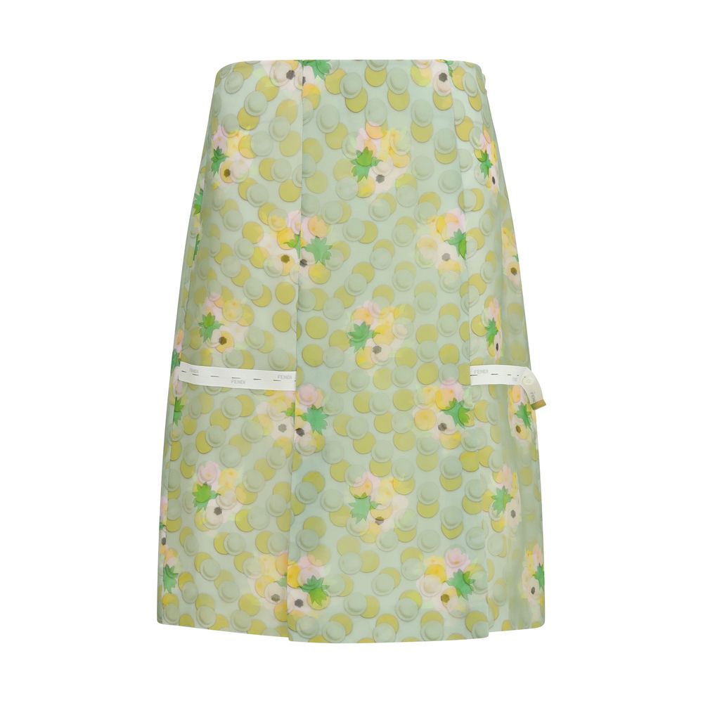 Fendi Multicolor Silk Midi Skirt - Bouquet Organza