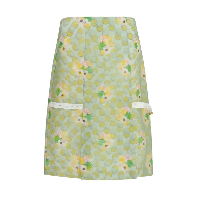 Fendi Multicolor Silk Midi Skirt - Bouquet Organza