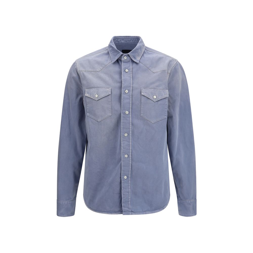 Chemise en coton bleu Prada