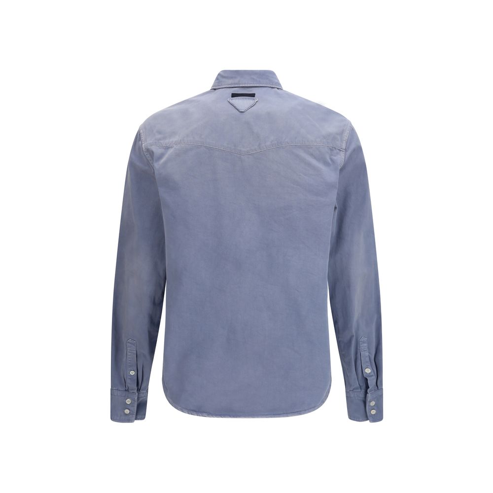 Chemise en coton bleu Prada