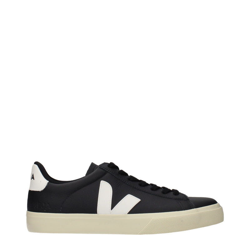 Veja Black Leather Low Top Sneakers for Men