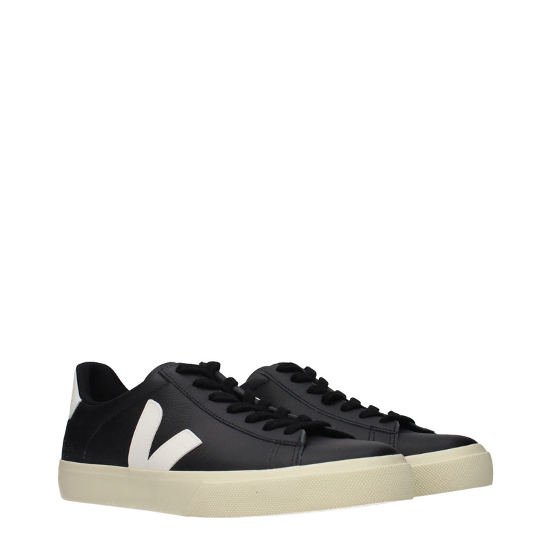 Veja Black Leather Low Top Sneakers for Men