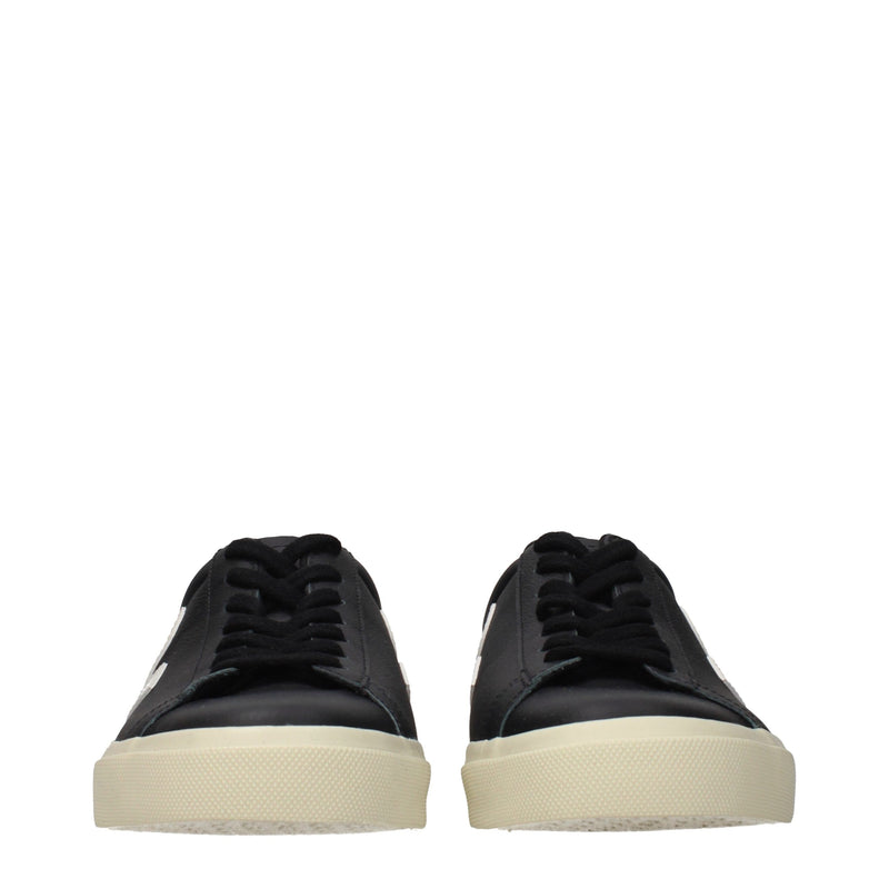 Veja Black Leather Low Top Sneakers for Men
