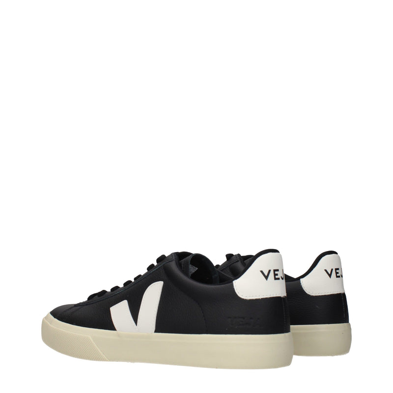 Veja Black Leather Low Top Sneakers for Men