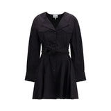 Ganni Black Cotton Casual Dress with Belt
