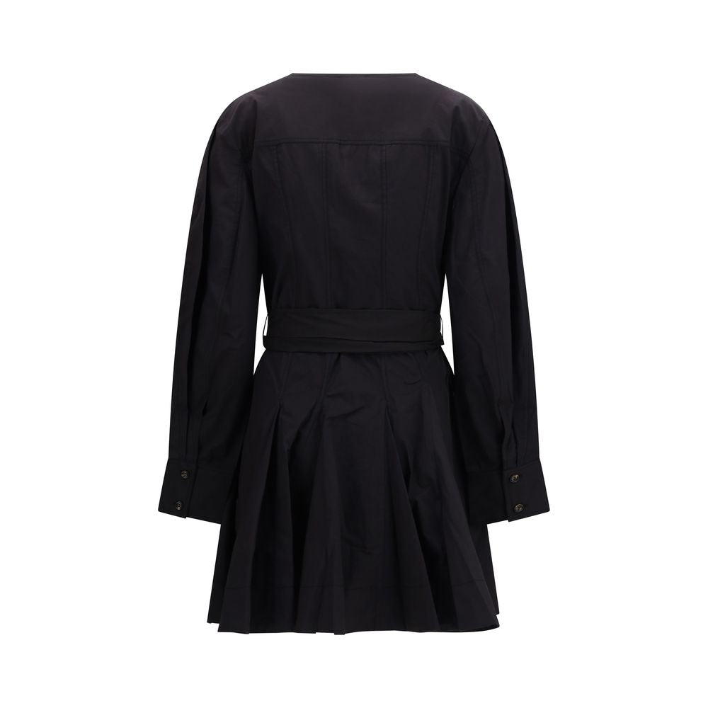 Ganni Black Cotton Casual Dress with Belt