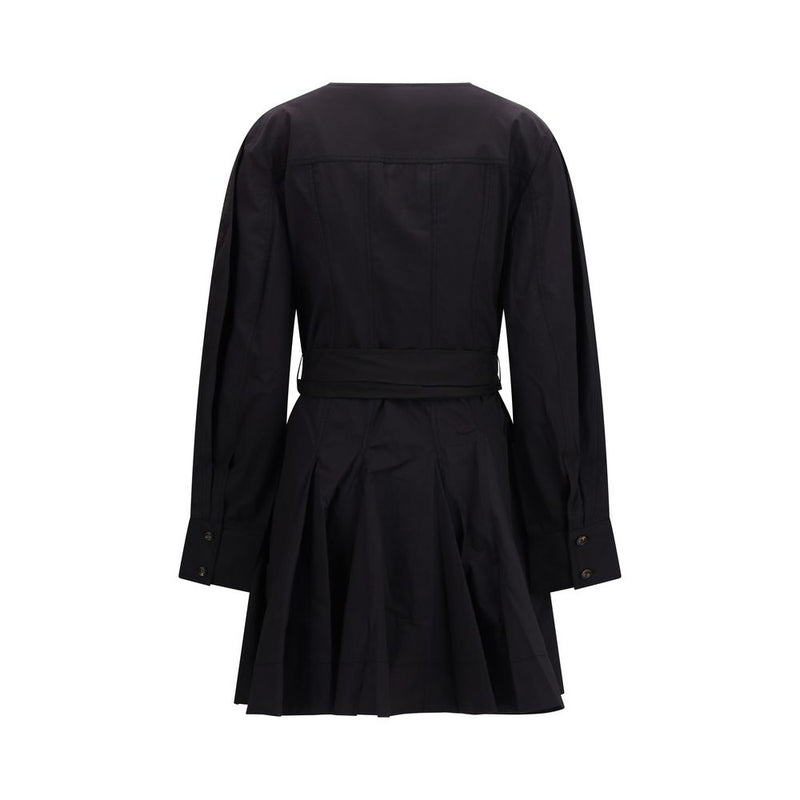 Ganni Black Cotton Casual Dress with Belt