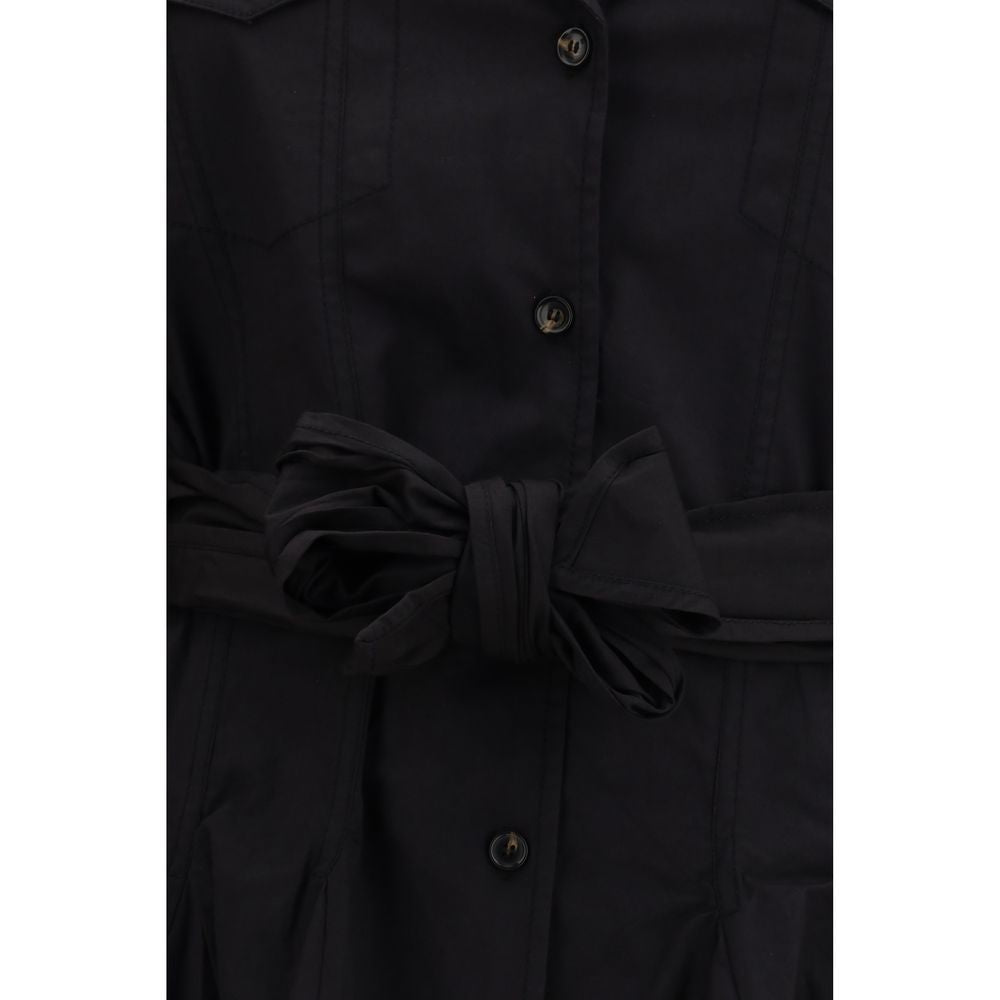 Ganni Black Cotton Casual Dress with Belt