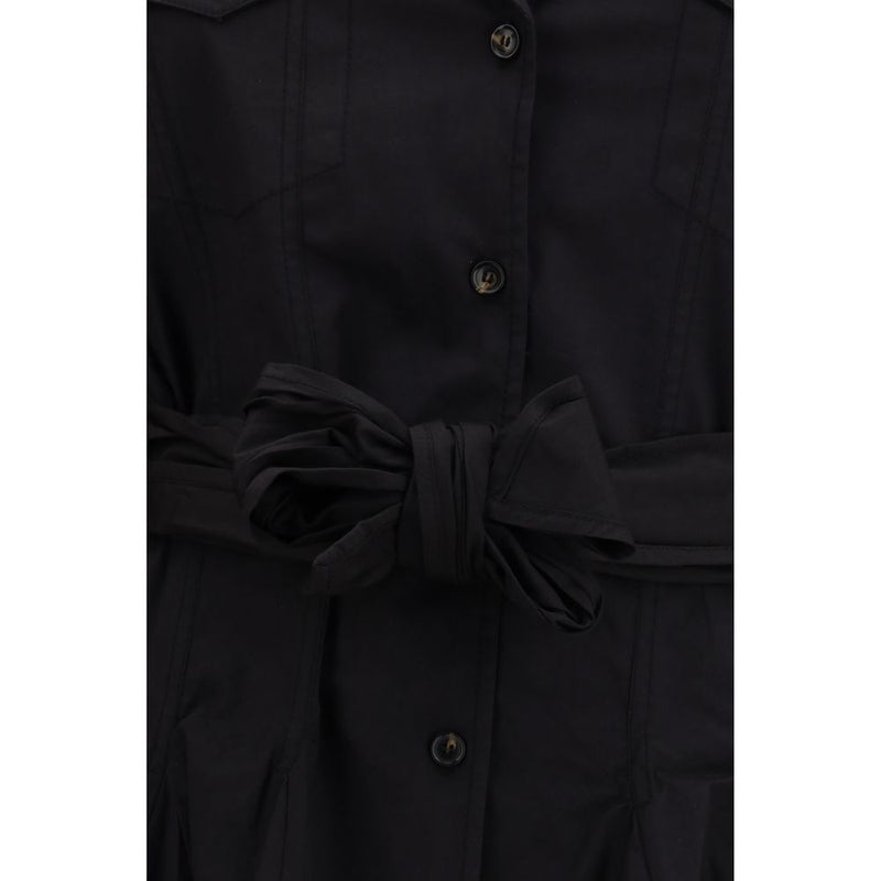 Ganni Black Cotton Casual Dress with Belt