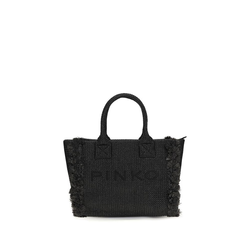 PINKO Black Raffia Shoulder Bag - Elegant Beach Tote