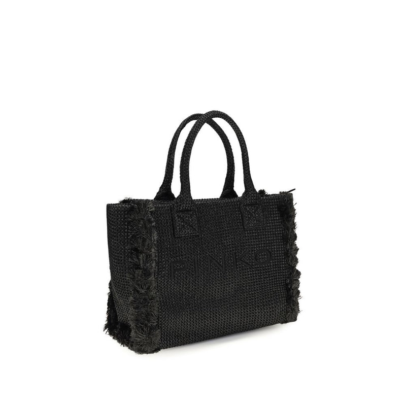 PINKO Black Raffia Shoulder Bag - Elegant Beach Tote