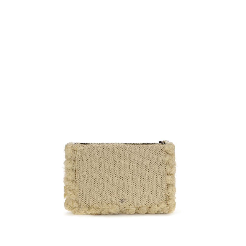 PINKO Beige Raffia Shoulder Bag - Flat Handle Clutch