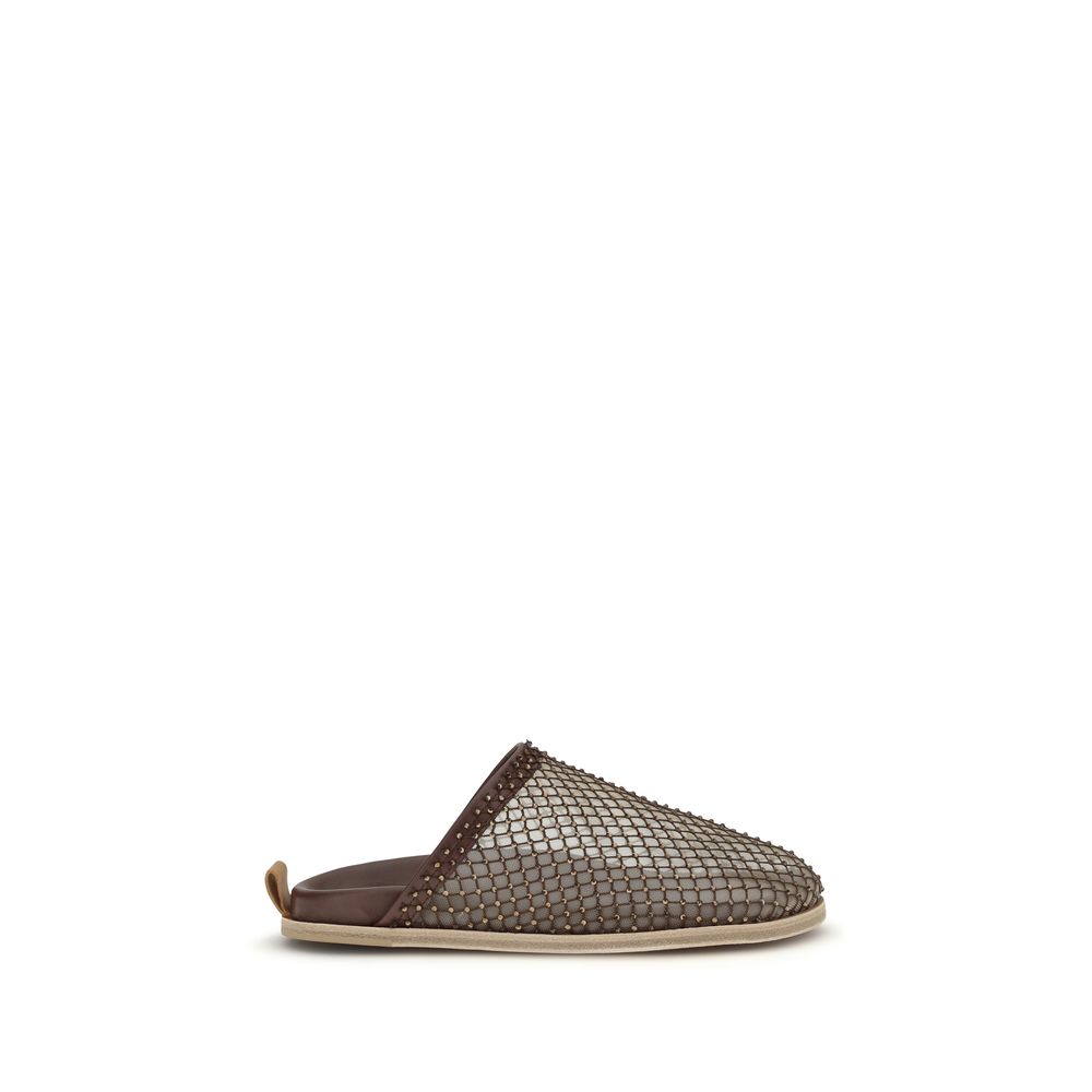 Forte_Forte Mules en Cuir de Veau Marron avec Strass