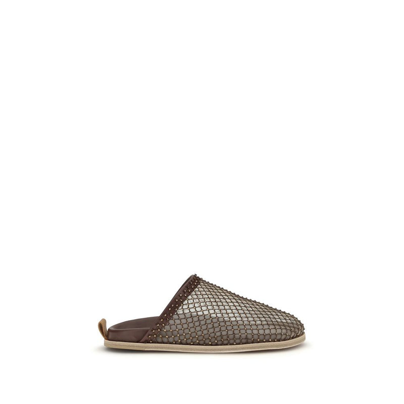 Forte_Forte Mules en Cuir de Veau Marron avec Strass