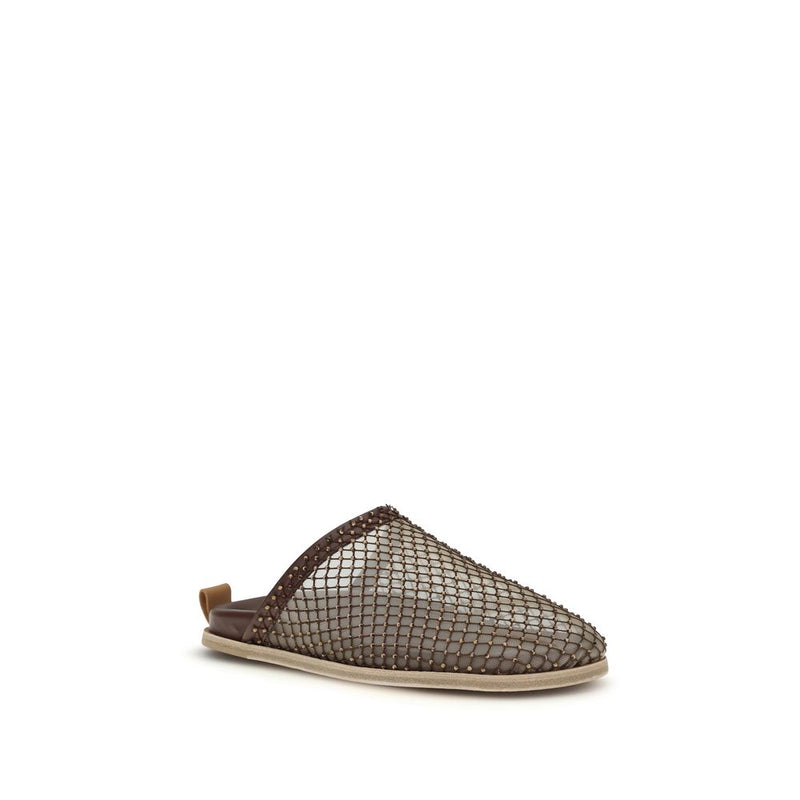 Forte_Forte Mules en Cuir de Veau Marron avec Strass