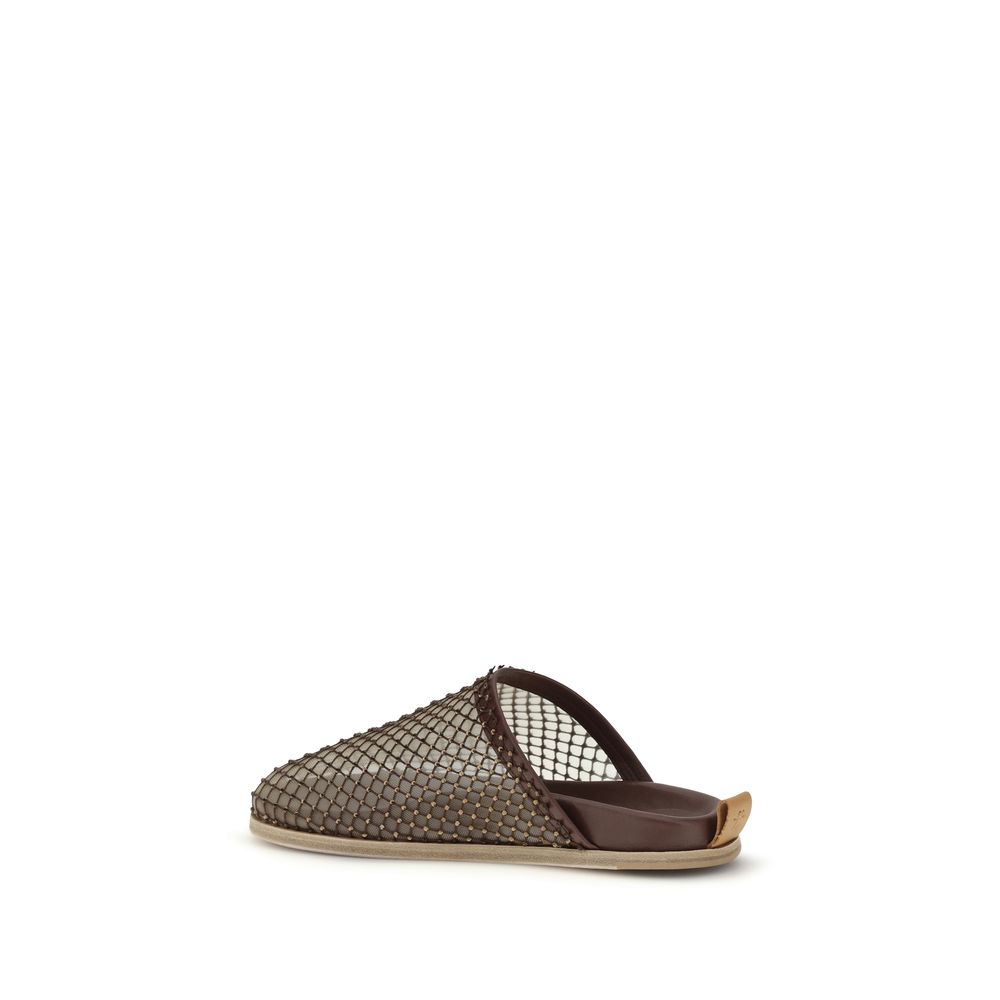 Forte_Forte Mules en Cuir de Veau Marron avec Strass