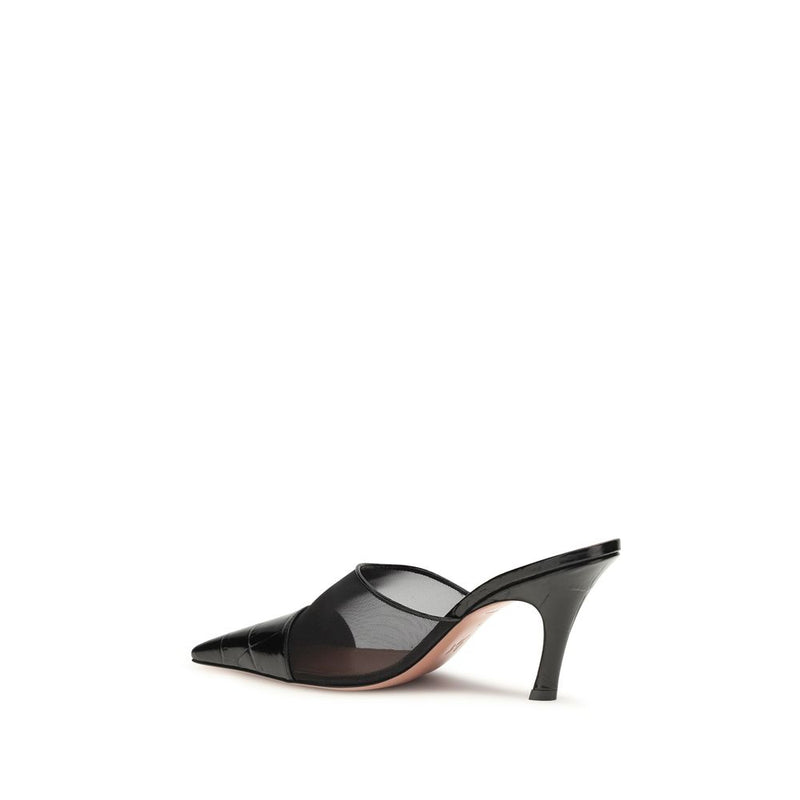 Amina Muaddi Jamie Black Calf Leather Mules