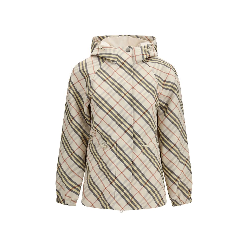 Burberry Check Hooded Jacket in Beige - Reversible Design