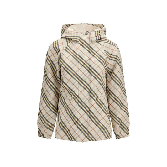 Burberry Check Hooded Jacket in Beige - Reversible Design
