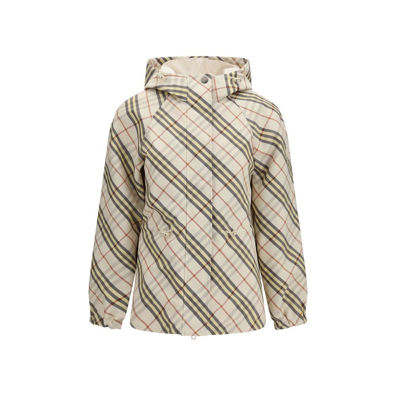 Burberry Check Hooded Jacket in Beige - Reversible Design