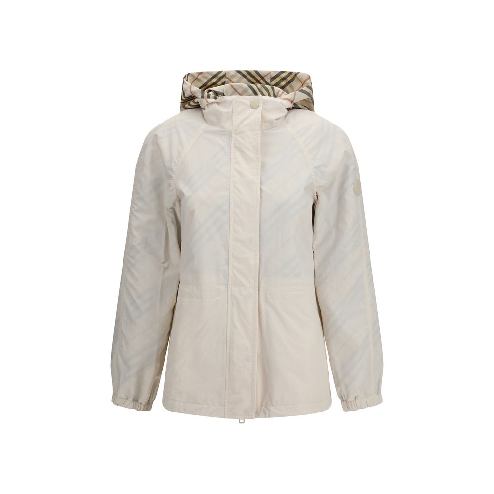 Burberry Check Hooded Jacket in Beige - Reversible Design