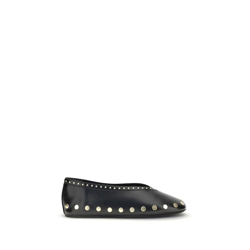 Ganni Jenny Black Polyurethane Ballet Flats