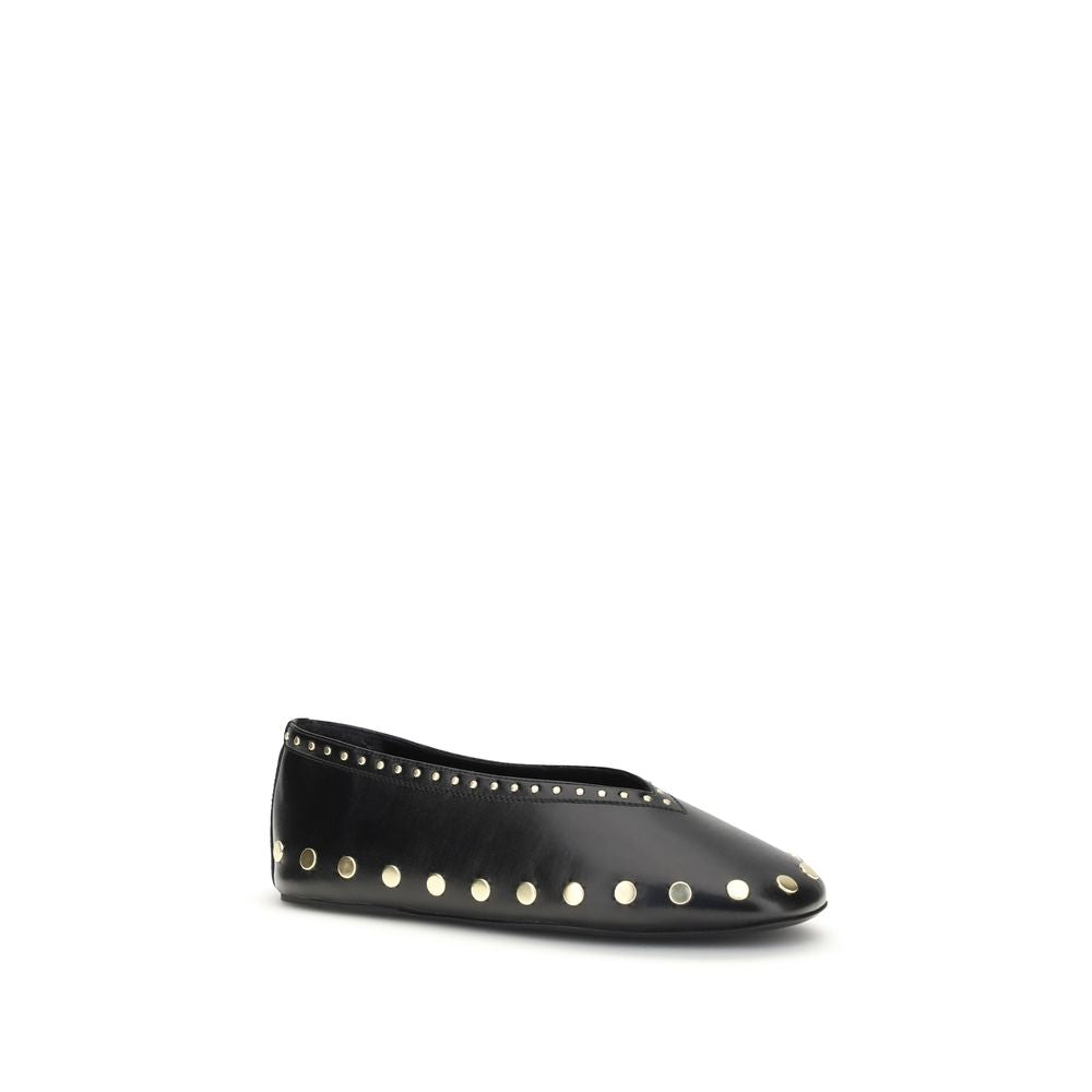 Ganni Jenny Black Polyurethane Ballet Flats