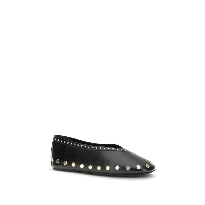 Ganni Jenny Black Polyurethane Ballet Flats