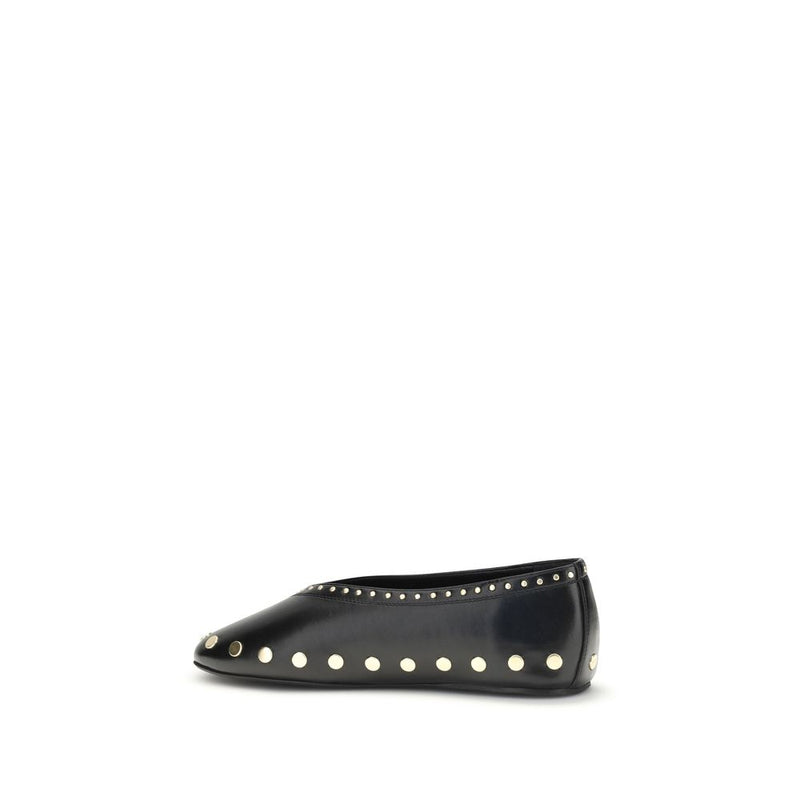 Ganni Jenny Black Polyurethane Ballet Flats