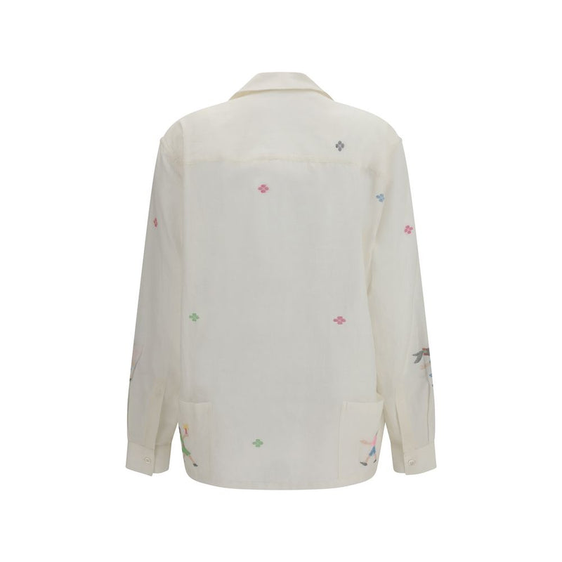 Baziszt White Cotton Pattern Shirt - Joy Collection
