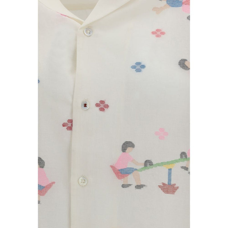 Baziszt White Cotton Pattern Shirt - Joy Collection