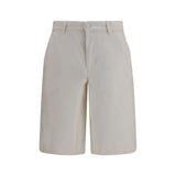 Ami Paris White Cotton Bermuda Shorts for Men