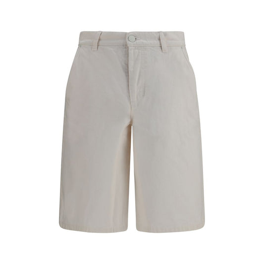 Ami Paris White Cotton Bermuda Shorts for Men