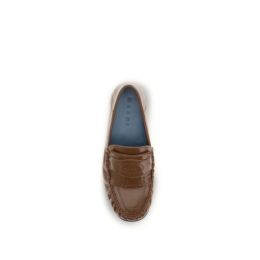 Marni Brown Lamb Ovis Aries Slip-On Loafers